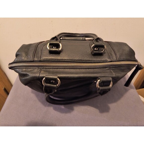 B.MAKOWSKY Large Black Leather Satchel Bag Purse  12 in X 9 in - Picture 8 of 10